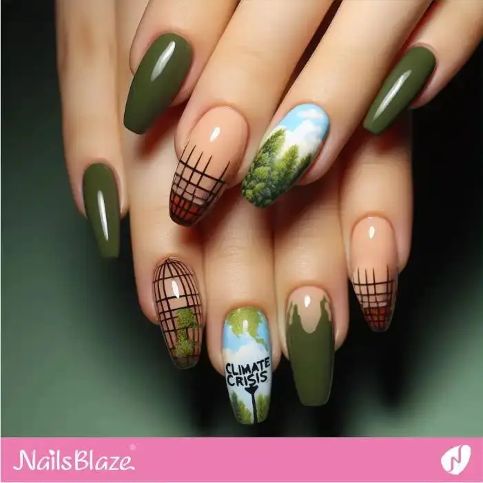 Preserving Forests for Climate Resilience Nail Art | Climate Crisis Nails - NB2655
